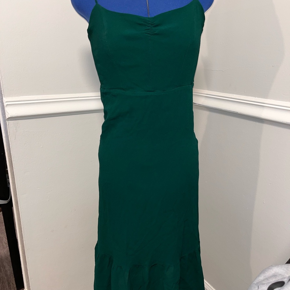 Reformation Strapless Green Dress